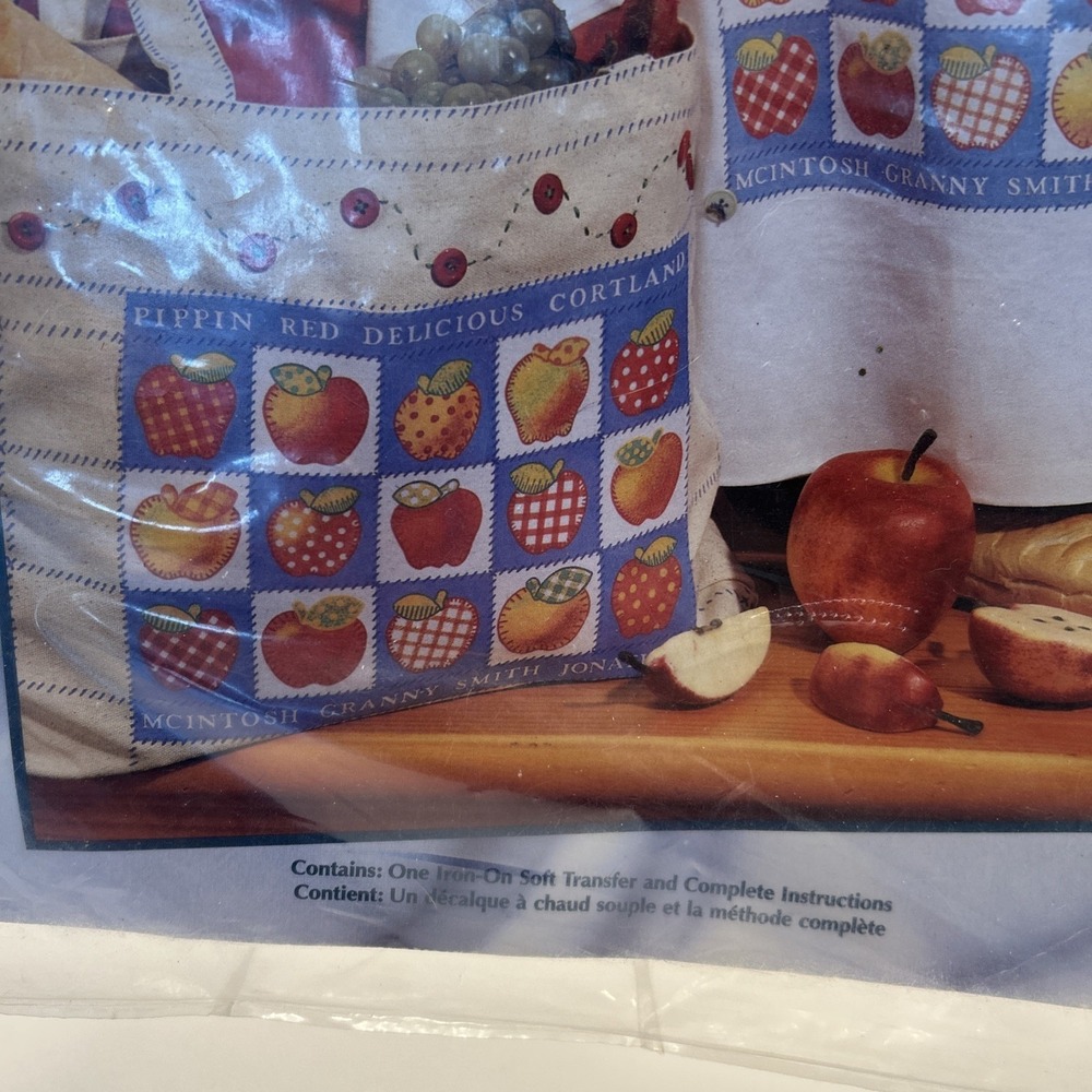 Plaid Iron On Soft Transfer Patchwork Apples 58005 1996 Vintage Grandmacore - Picture 3 of 7